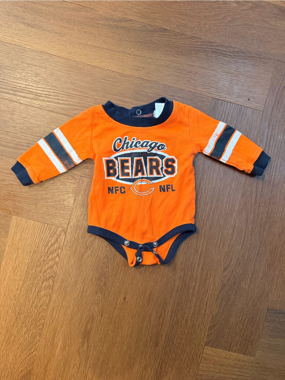 NFL Chicago Bears Orange and Navy Long-Sleeve Baby One-Piece